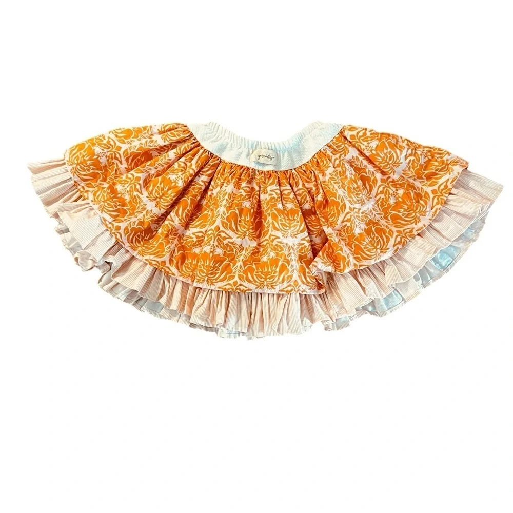 Persnickety Pink and Orange Cotton Ruffled Twirly Skirt Girls Size 6